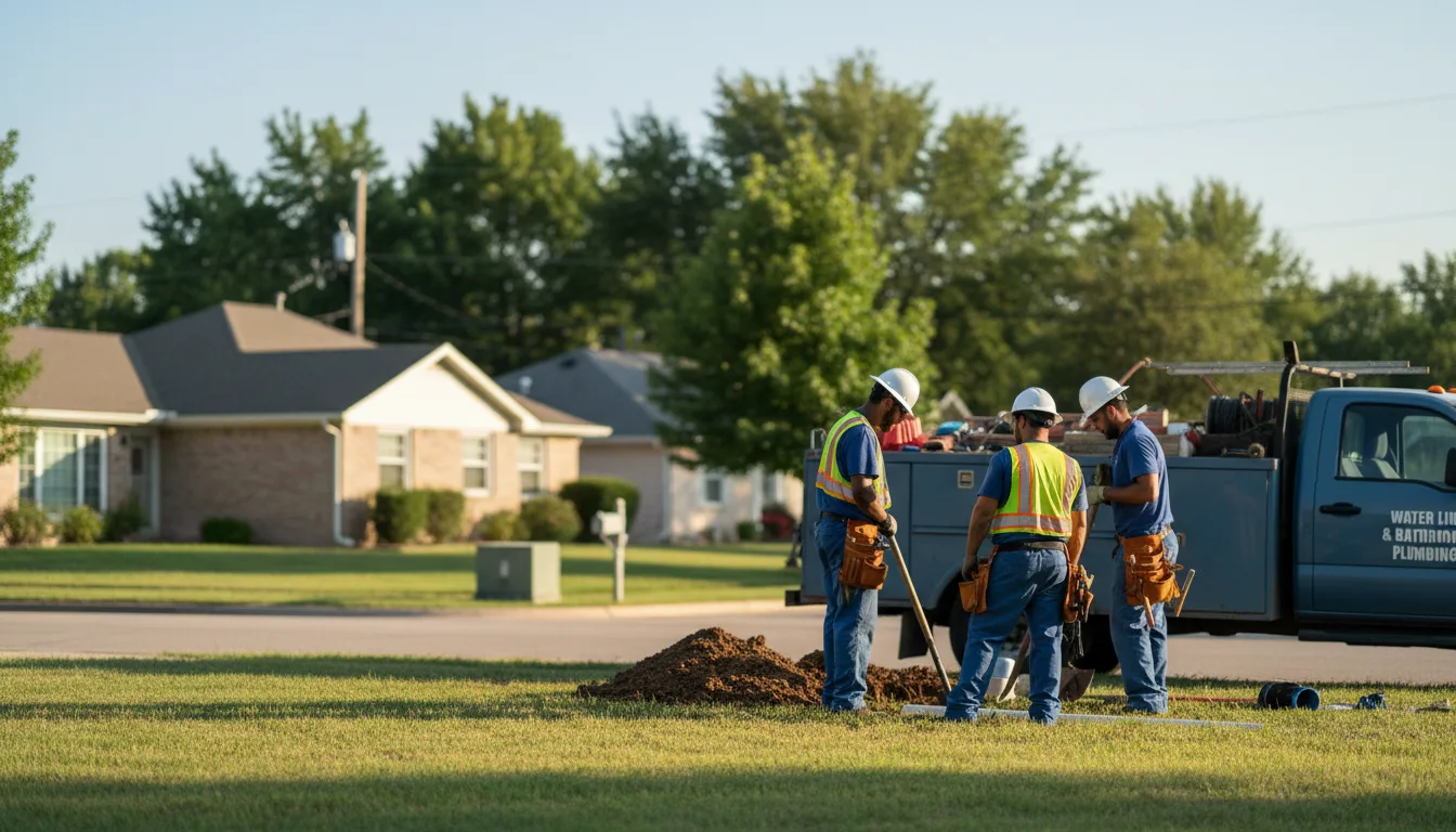 Residential water line and bathroom plumbing service in Kansas City, KS